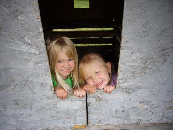 Emma and Sophie in the Playhouse