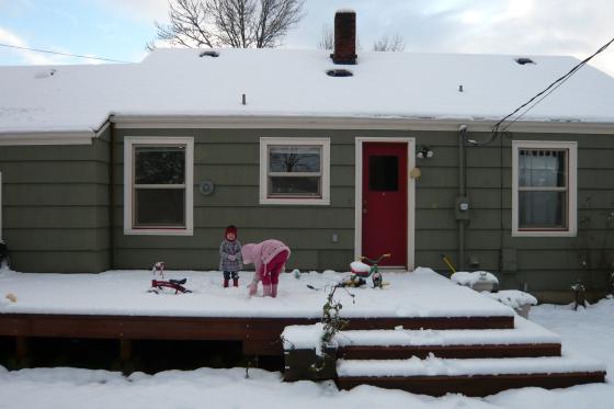 Snow on the back deck